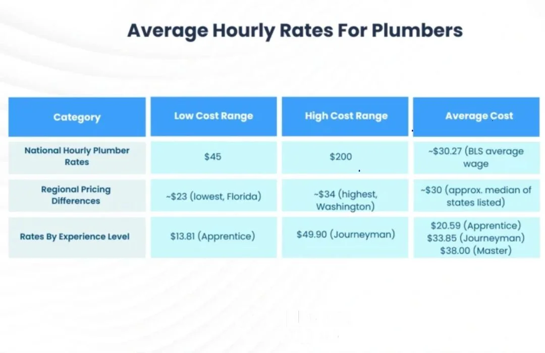 Average Plumber Hourly Rates Vary Based on Factors